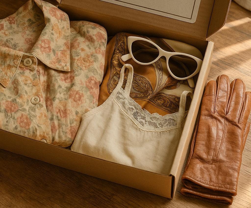 The Circular Wardrobe – Annual Vintage Fashion Subscription | 4, 6, or 12 Curated Mystery Boxes | Sustainable Slow Style by Bohemefolk