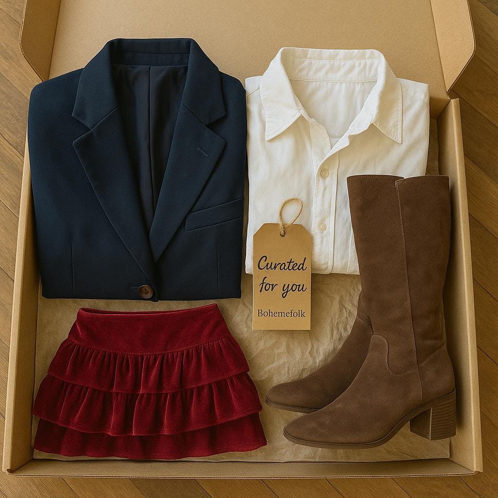 The Circular Wardrobe – Annual Vintage Fashion Subscription | 4, 6, or 12 Curated Mystery Boxes | Sustainable Slow Style by Bohemefolk