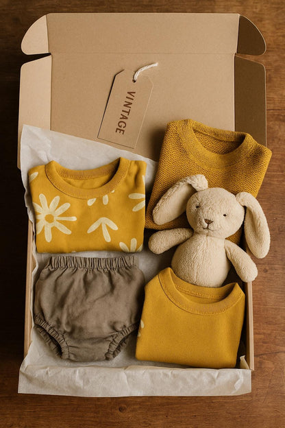 Sustainable Newborn Gift Box — fabric close-up