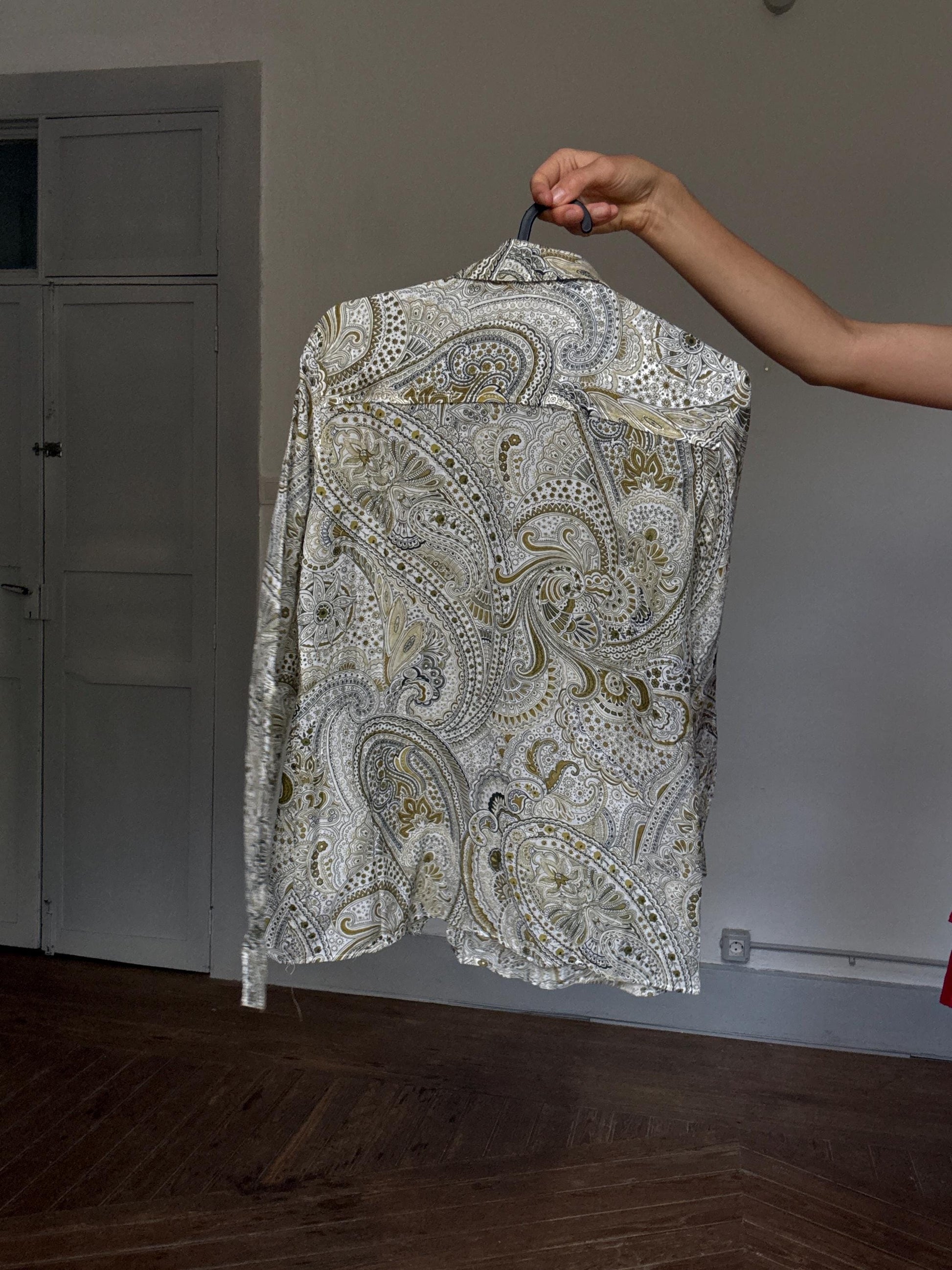 Massimo Dutti Silk-Cotton Paisley Shirt | Vintage Luxury Button-Up | Boho Vibes