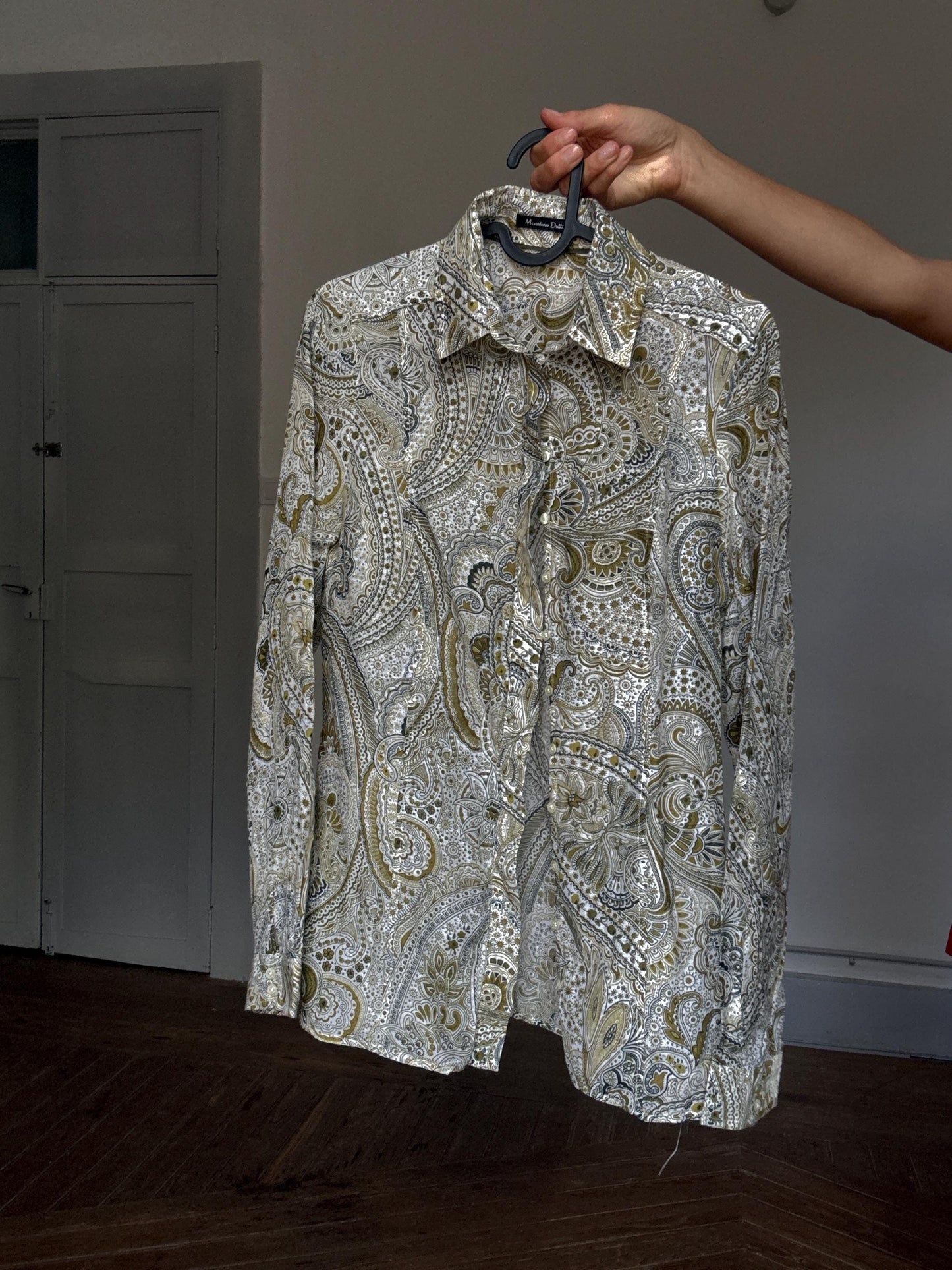 Massimo Dutti Silk-Cotton Paisley Shirt | Vintage Luxury Button-Up | Boho Vibes