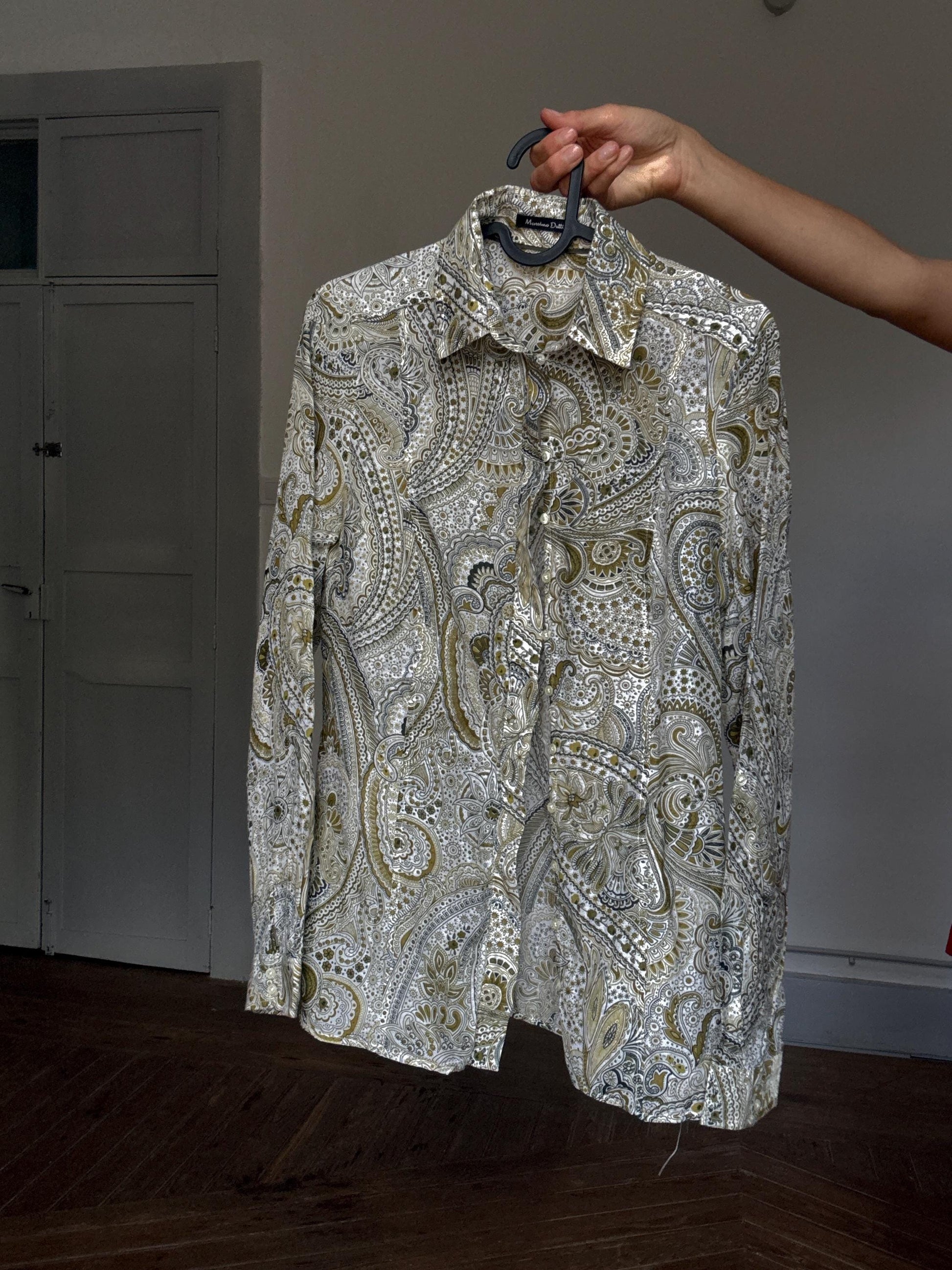 Massimo Dutti Silk-Cotton Paisley Shirt | Vintage Luxury Button-Up | Boho Vibes