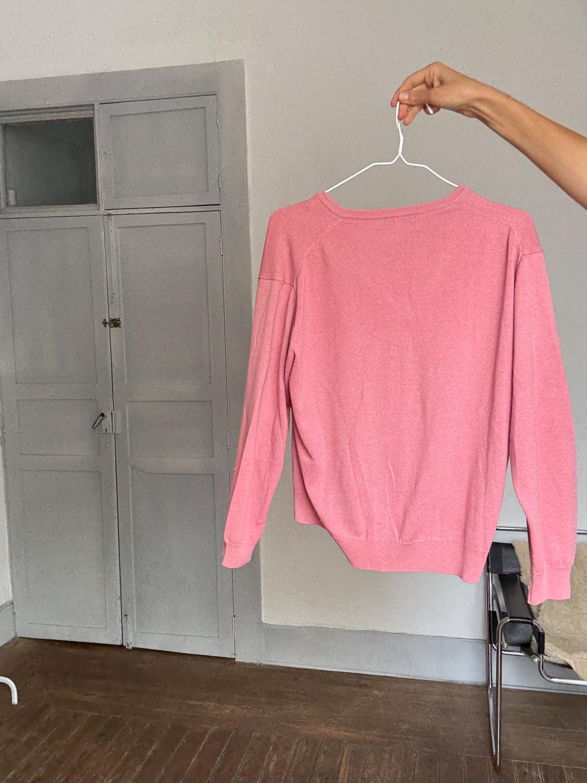 Vintage Pierre Cardin Paris pink wool-acryl sweater – made in Spain, unisex fit, soft knit pullover