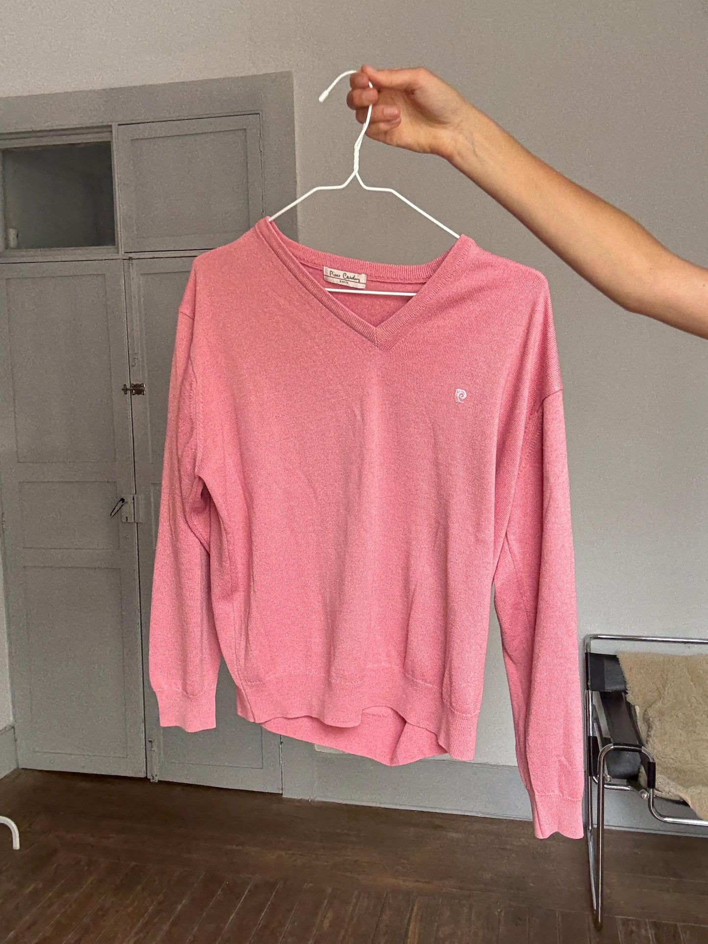 Vintage Pierre Cardin Paris pink wool-acryl sweater – made in Spain, unisex fit, soft knit pullover