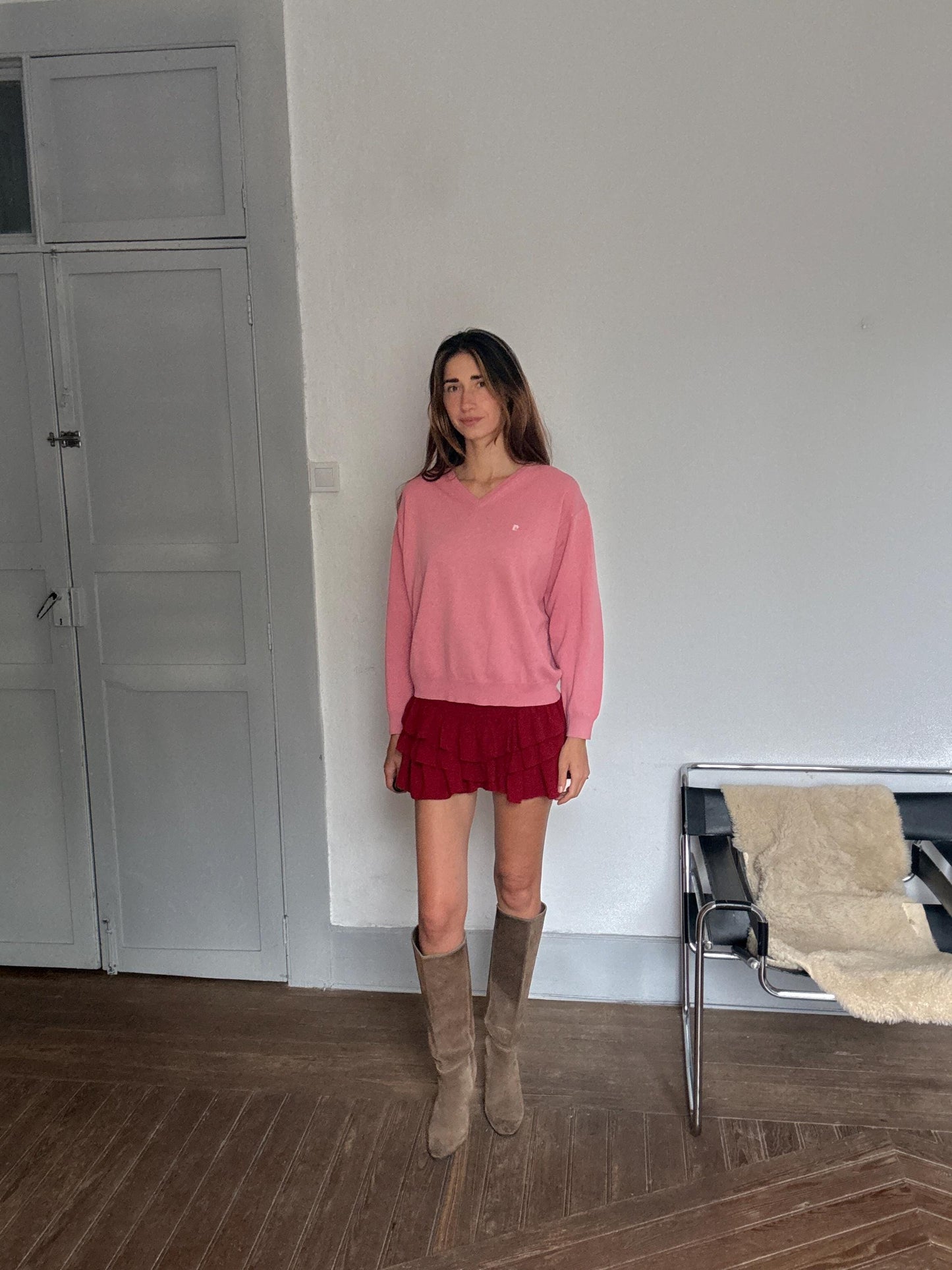Vintage Pierre Cardin Paris pink wool-acryl sweater – made in Spain, unisex fit, soft knit pullover