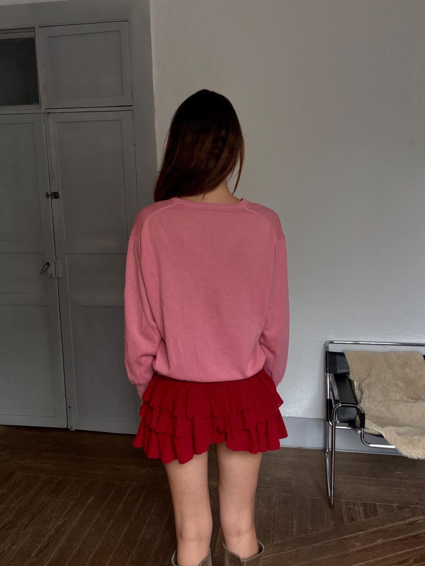 Vintage Pierre Cardin Paris pink wool-acryl sweater – made in Spain, unisex fit, soft knit pullover