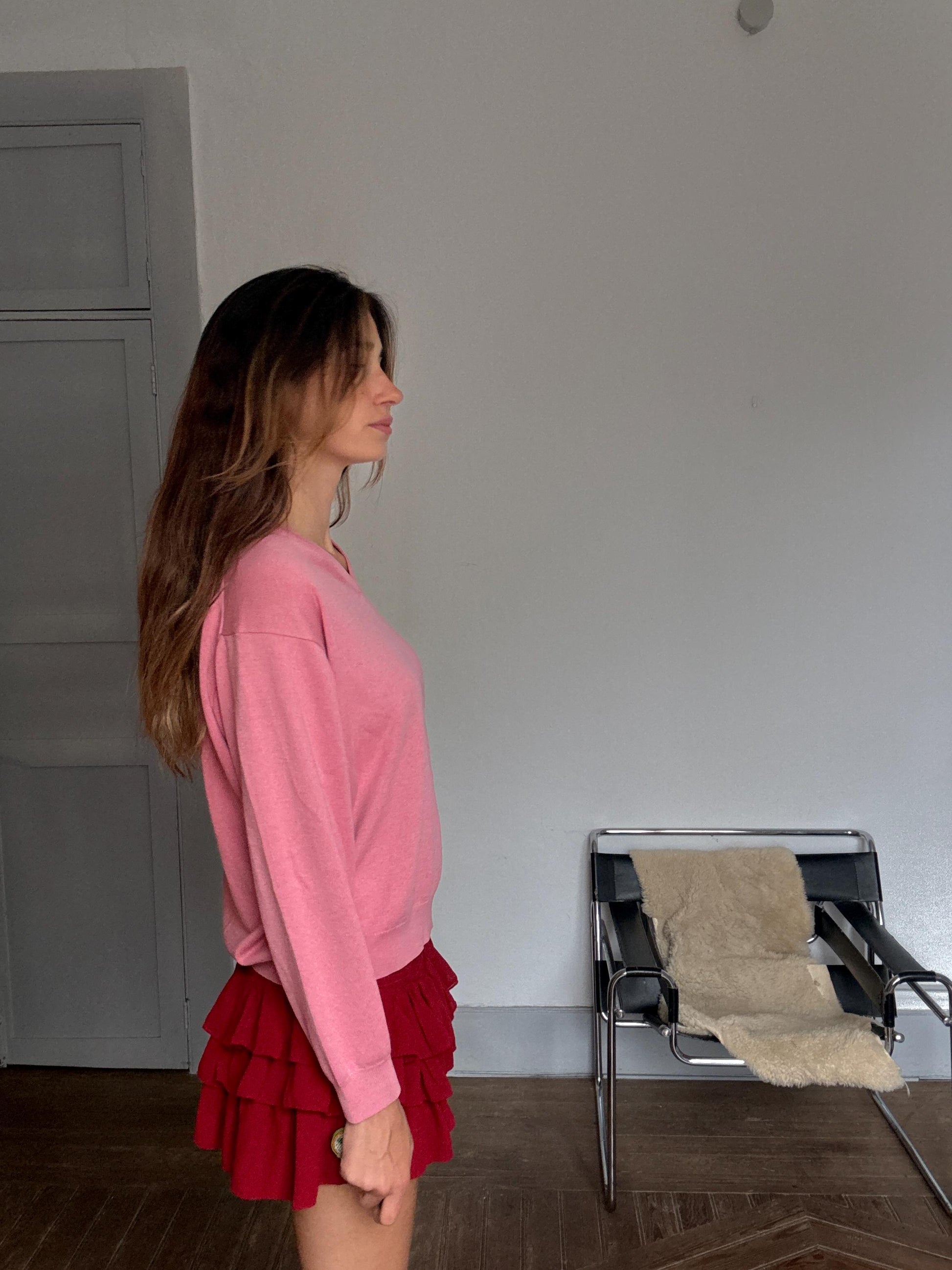 Vintage Pierre Cardin Paris pink wool-acryl sweater – made in Spain, unisex fit, soft knit pullover