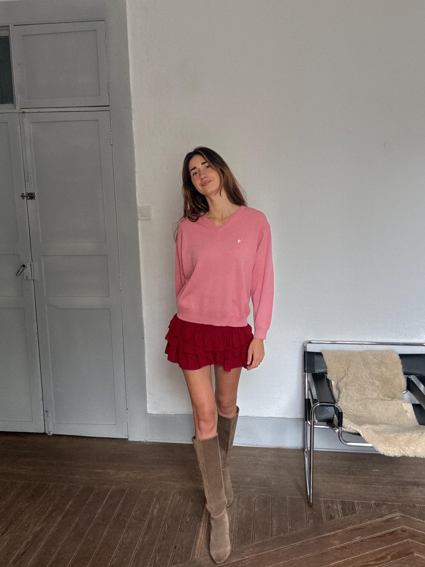 Vintage Pierre Cardin Paris pink wool-acryl sweater – made in Spain, unisex fit, soft knit pullover