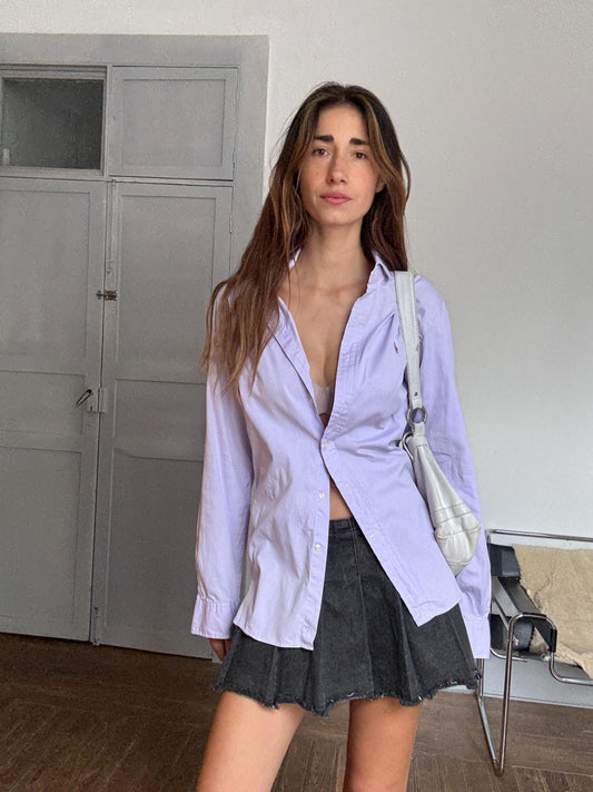 Vintage Polo Ralph Lauren Lilac Oxford Shirt 100% Cotton Classic Fit Size 15 1/2 — Kendall Roy Succession Preppy Menswear Style