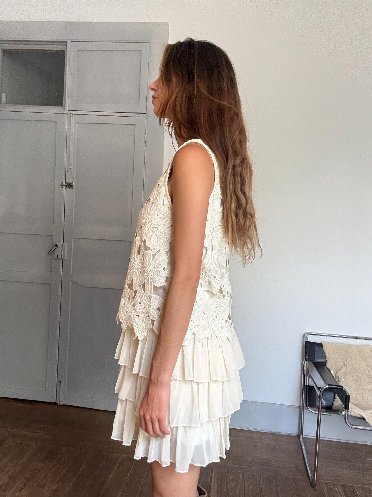 Playful White Summer Dress by Choklate Paris – French Girl Aesthetic, Lightweight Cotton Blend, Size M