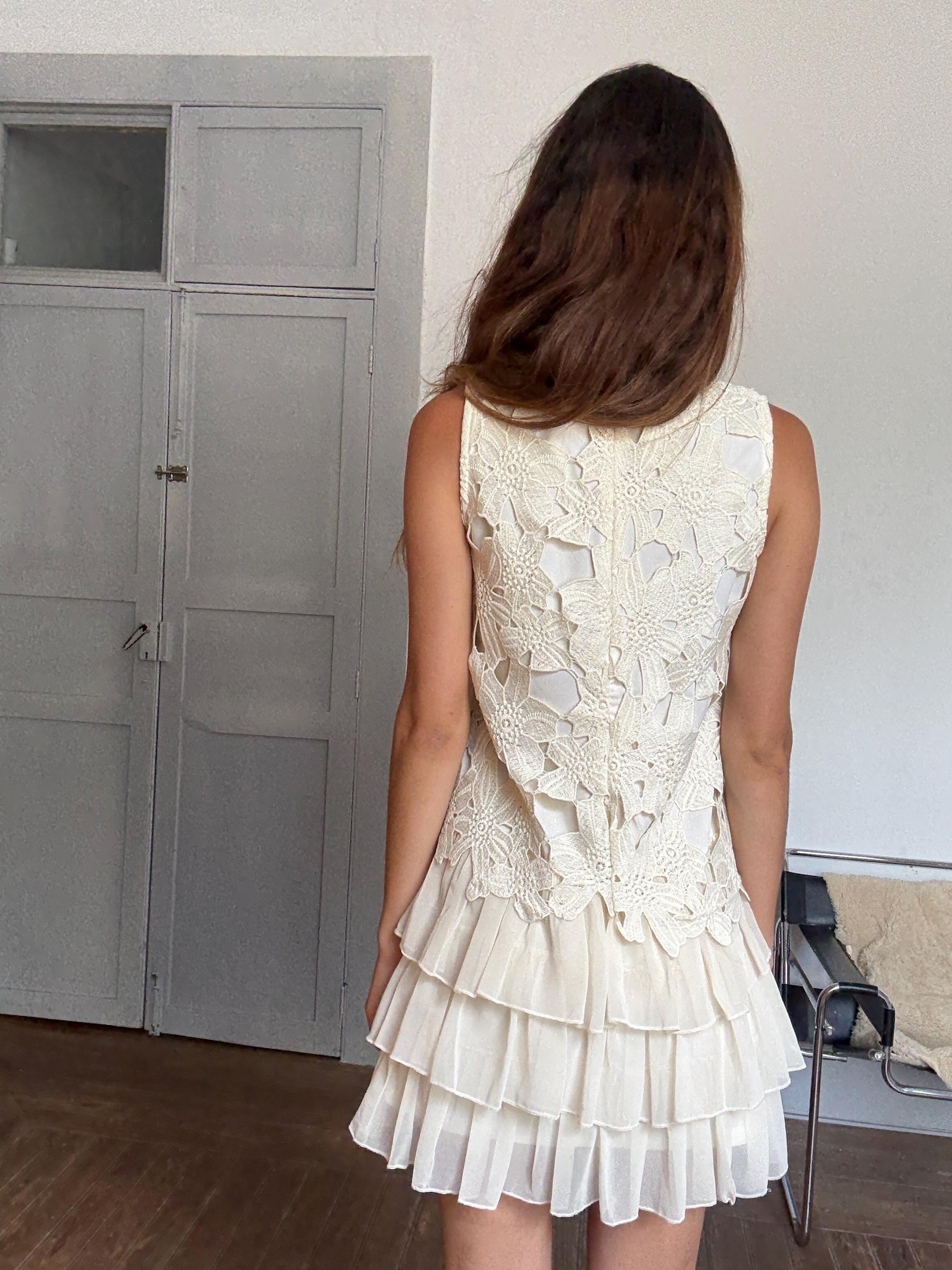 Playful White Summer Dress by Choklate Paris – French Girl Aesthetic, Lightweight Cotton Blend, Size M