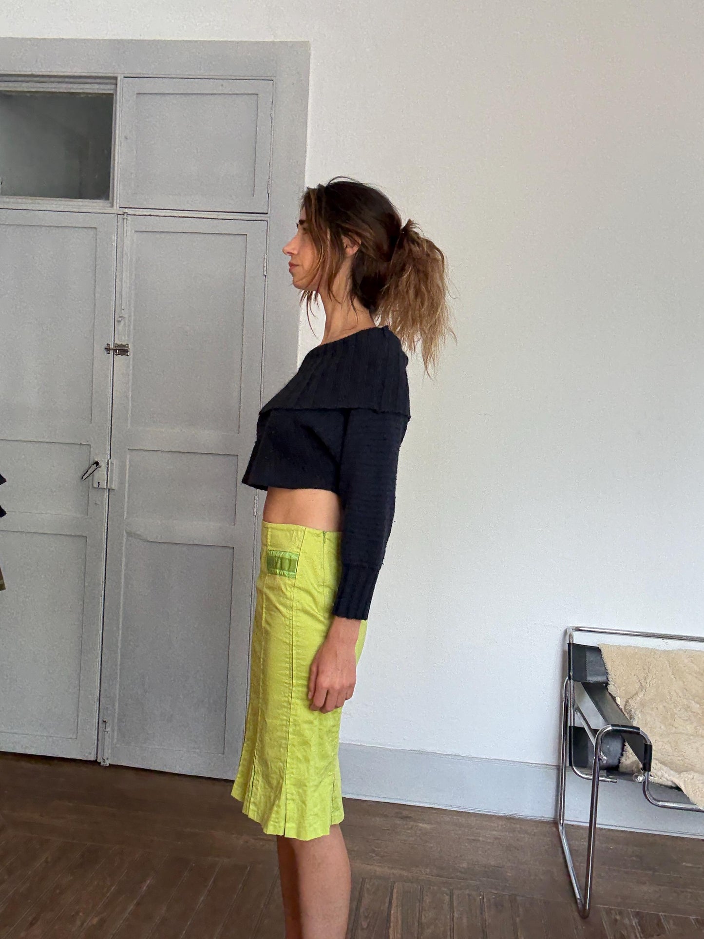 Vintage Roberto Verino Green Skirt – Designer Quality, 99% Cotton, Mid-Length, Bold Color Statement Piece, Size M (EU40/US12)