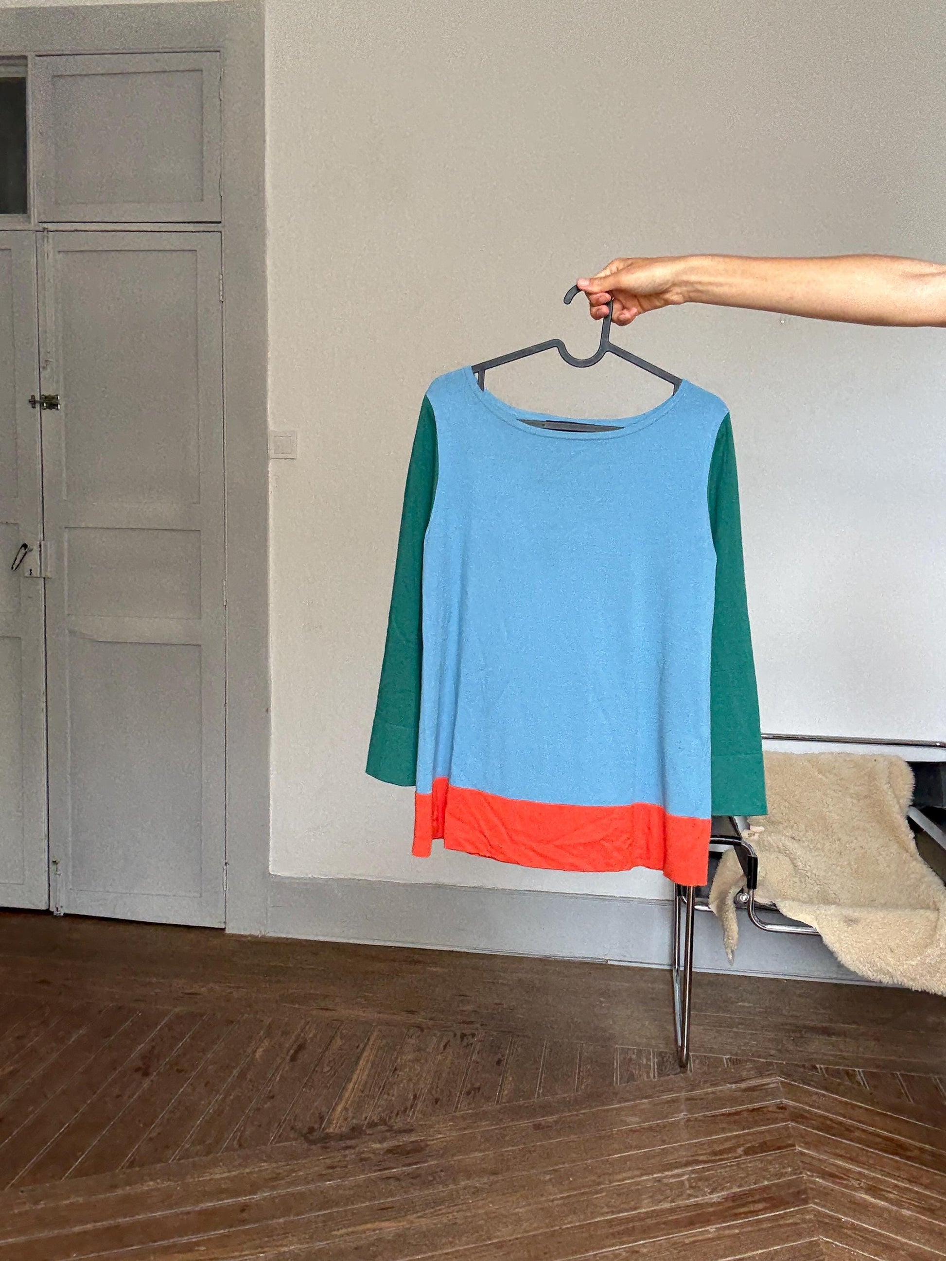Weekend Max Mara Colorblock Tee – Retro Prep Long Sleeve, Size S