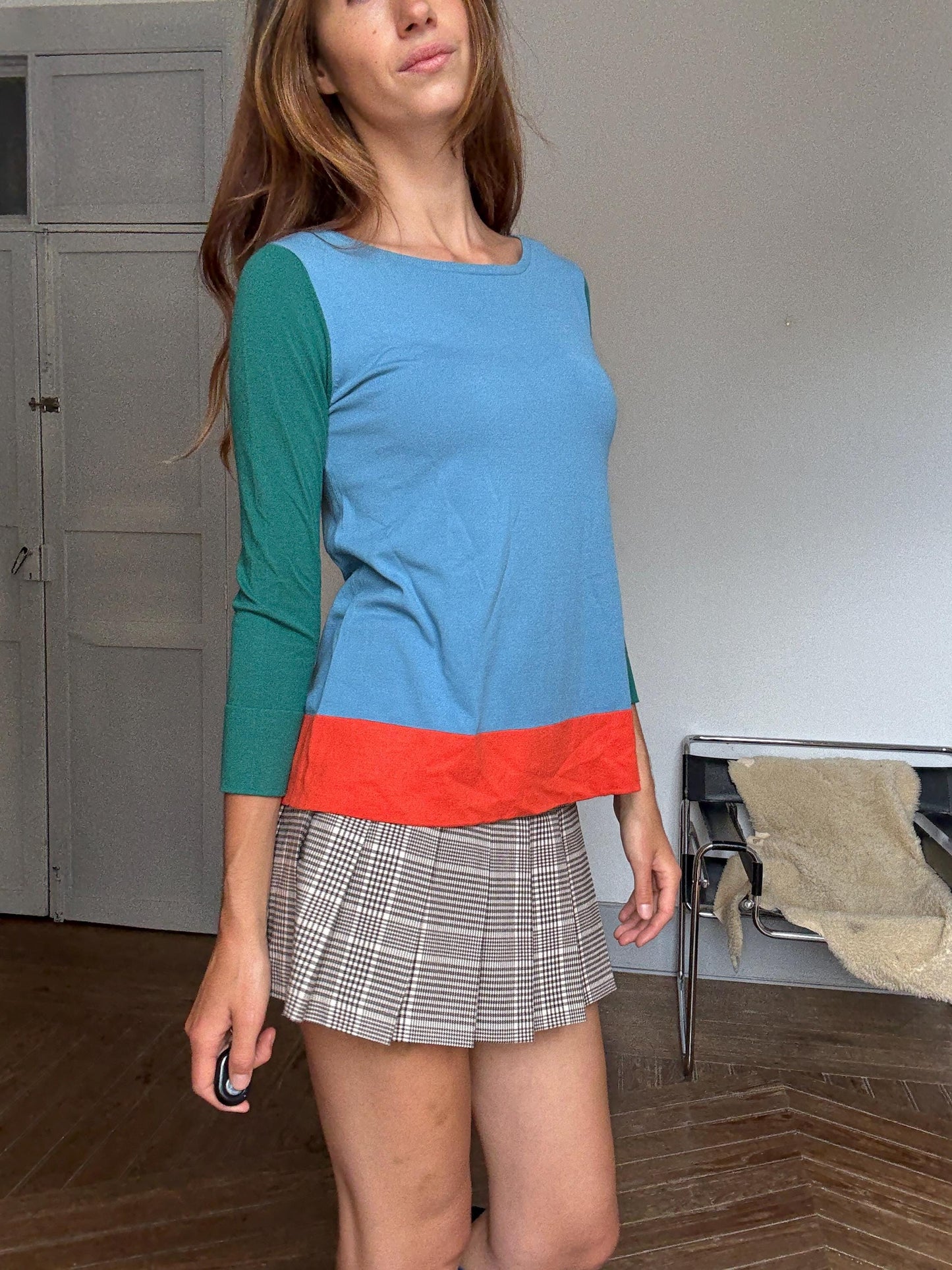 Weekend Max Mara Colorblock Tee – Retro Prep Long Sleeve, Size S