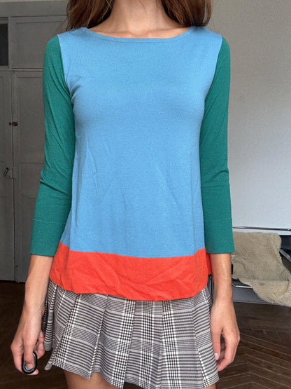 Weekend Max Mara Colorblock Long Sleeve Tee — fabric close-up