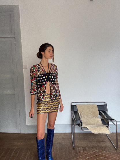 Vintage Crochet Patchwork Glitter Vest — additional view 6