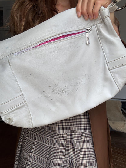 Vintage White Leather Y2K Shoulder Bag — additional view 10