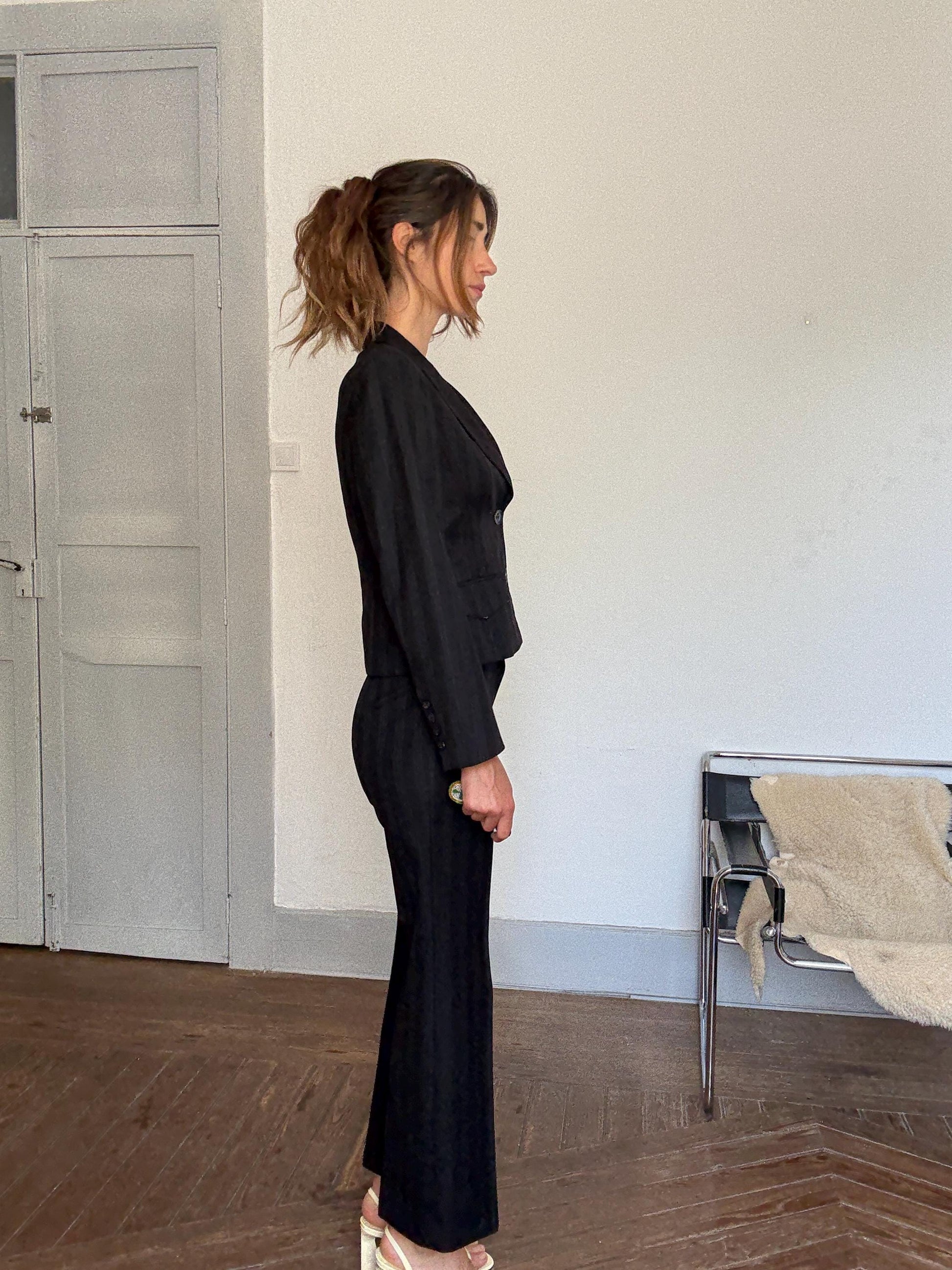 Vintage Laurél Wool Power Suit – 90s Boss Babe Blazer + Pants Set 100% Wool Designer Two Piece