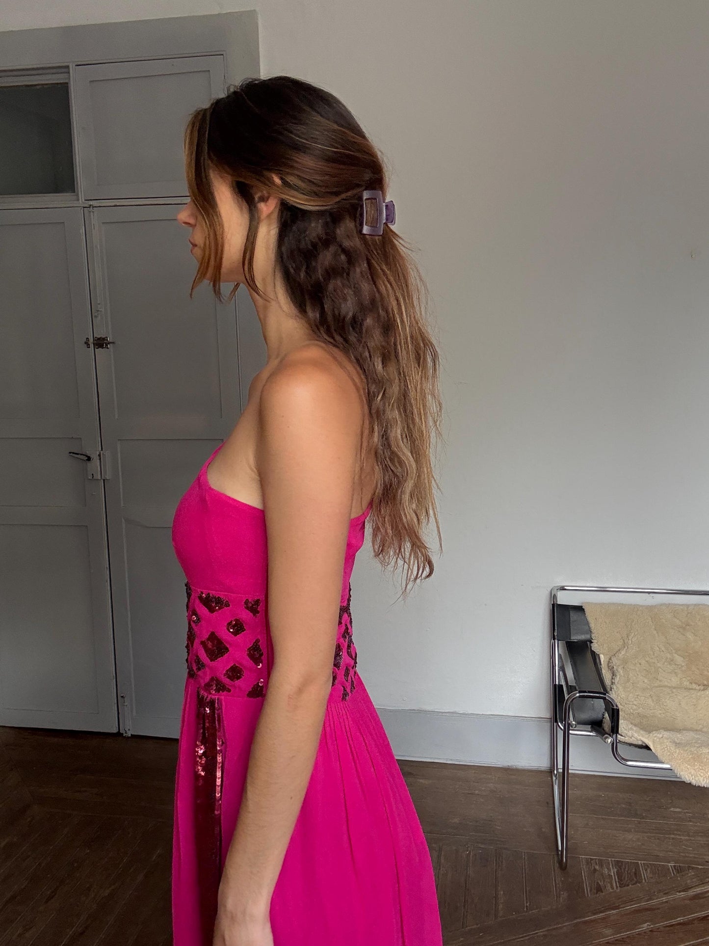 Pink One-Shoulder Sequin Mini Dress – Size 38 | Sparkly Cocktail Party Dress | Y2K Glam Look | Side Zipper Closure