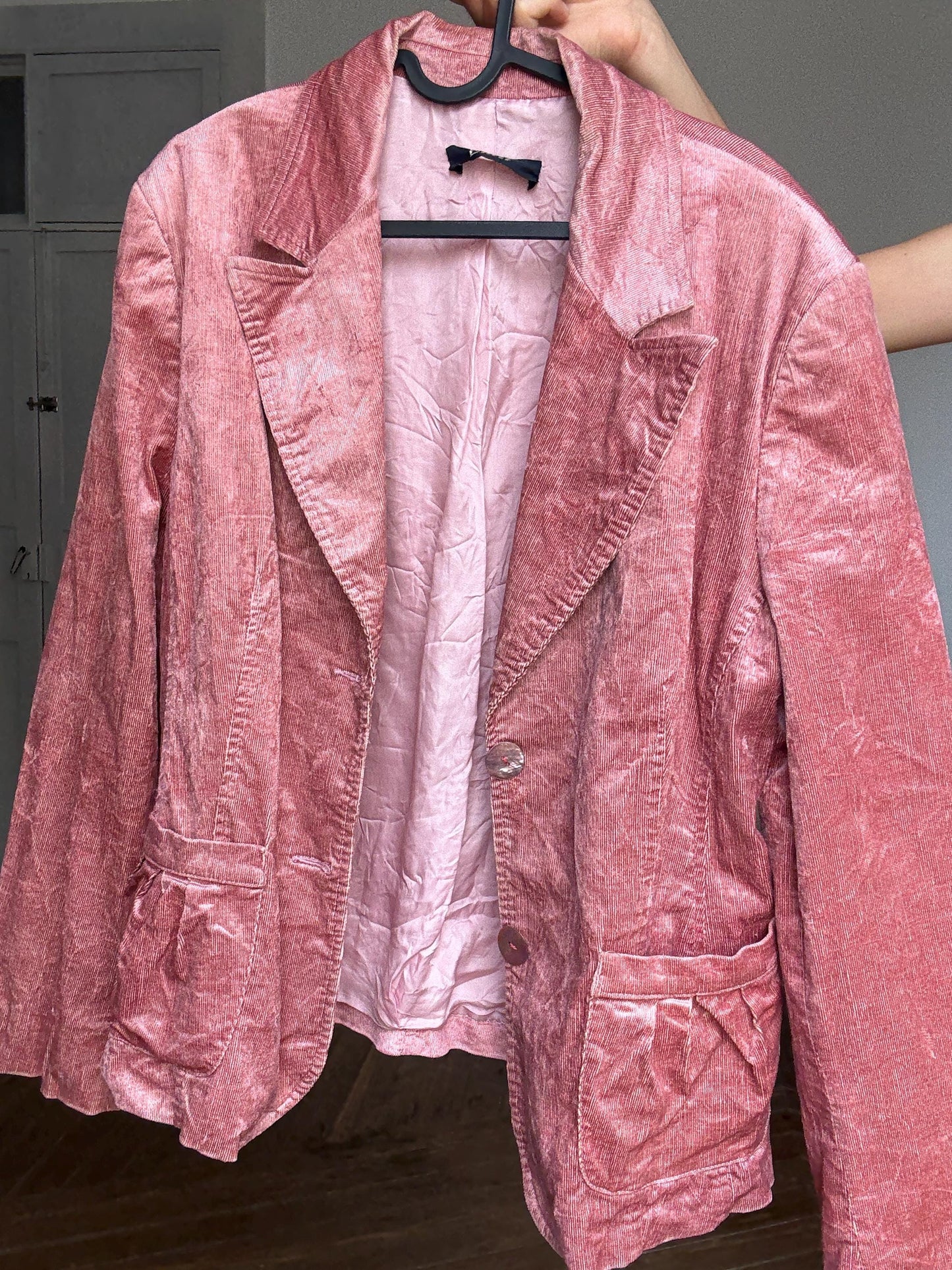 Vintage Crushed Velvet Pink Blazer | Made in Italy by Emil | Barbiecore Coquette Oversized Unisex Jacket