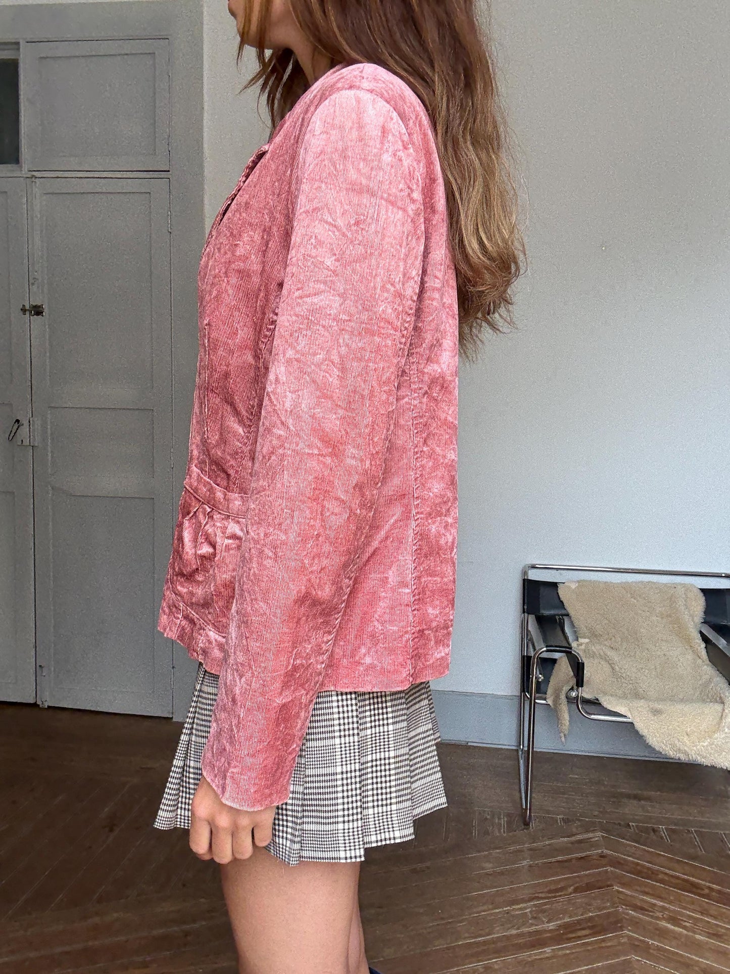 Vintage Crushed Velvet Pink Blazer | Made in Italy by Emil | Barbiecore Coquette Oversized Unisex Jacket