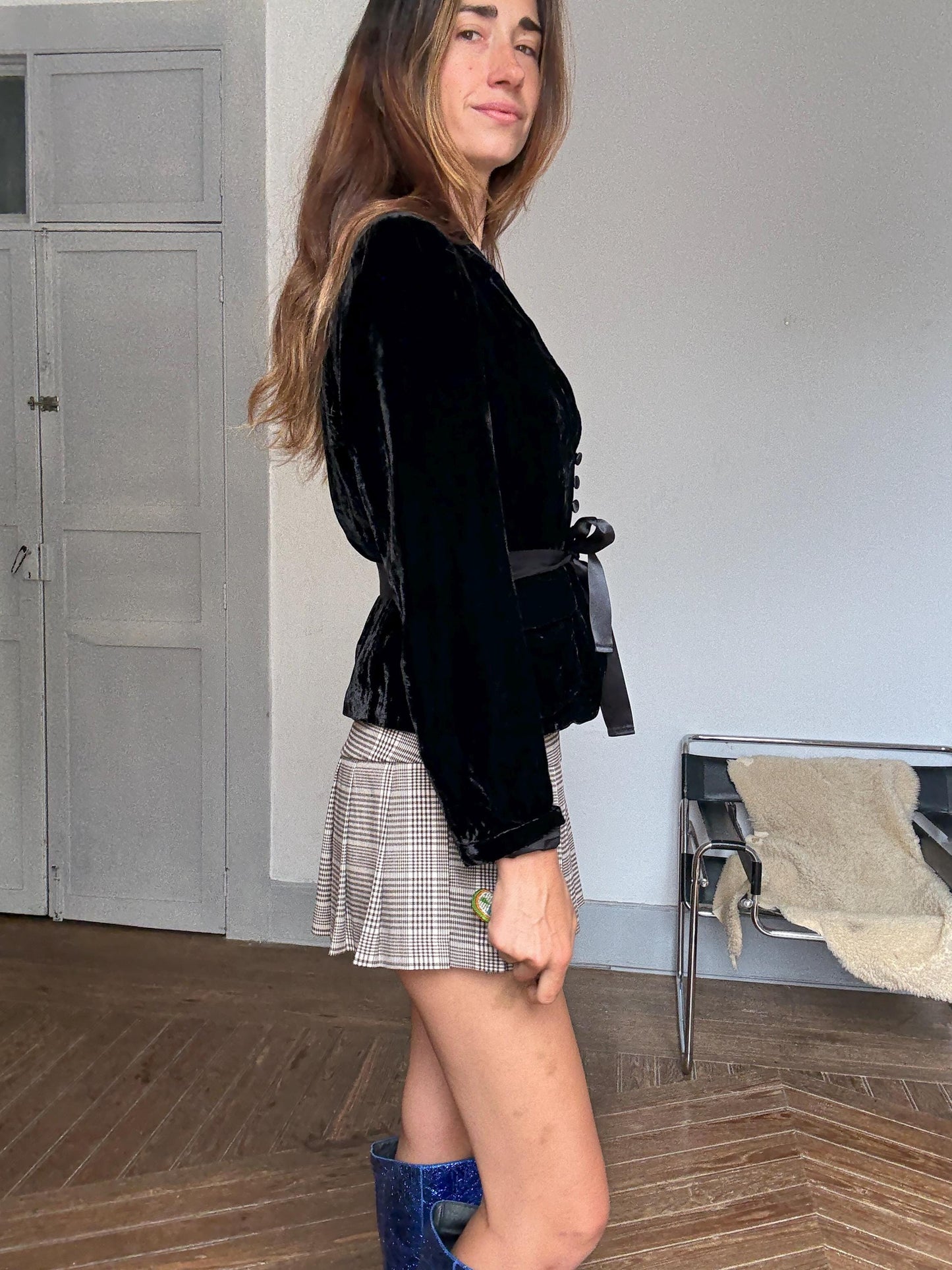 Christmas formal jacket, Luxe evening wear, Romantic Velvet Black Blazer | Cortefiel Vintage Y2K Gothic Coquette Ribbon Jacket, Size EU 42