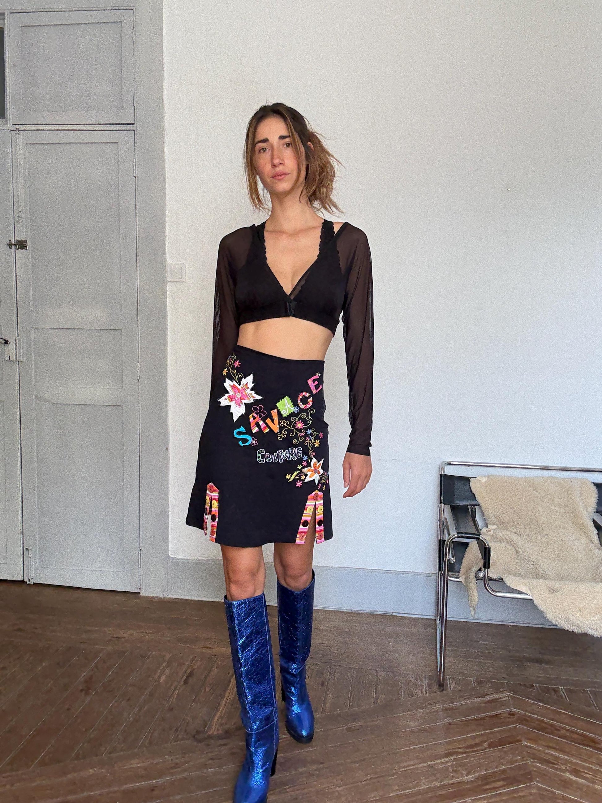 Savage Culture Statement Skirt | Colorful Boho Y2K Patchwork Mini | Alternative fashion, 90s aesthetic fashion