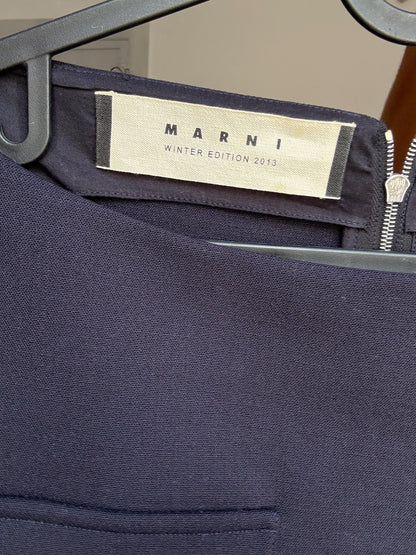 Marni Designer Mini Dress – Winter Edition 2013 | Vintage Dark Navy Sleeveless Shift Dress, Size M/L