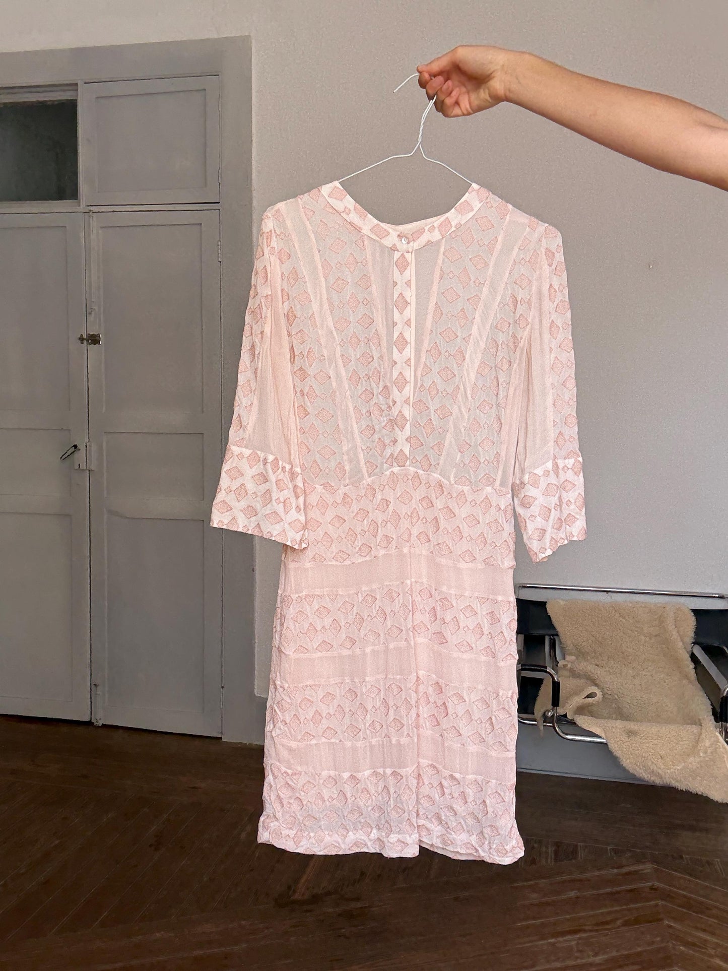 Luxury silk dusty pink mini dress – romantic luxury piece, ideal for weddings, garden parties, or soft glam looks, Size Petite body XS