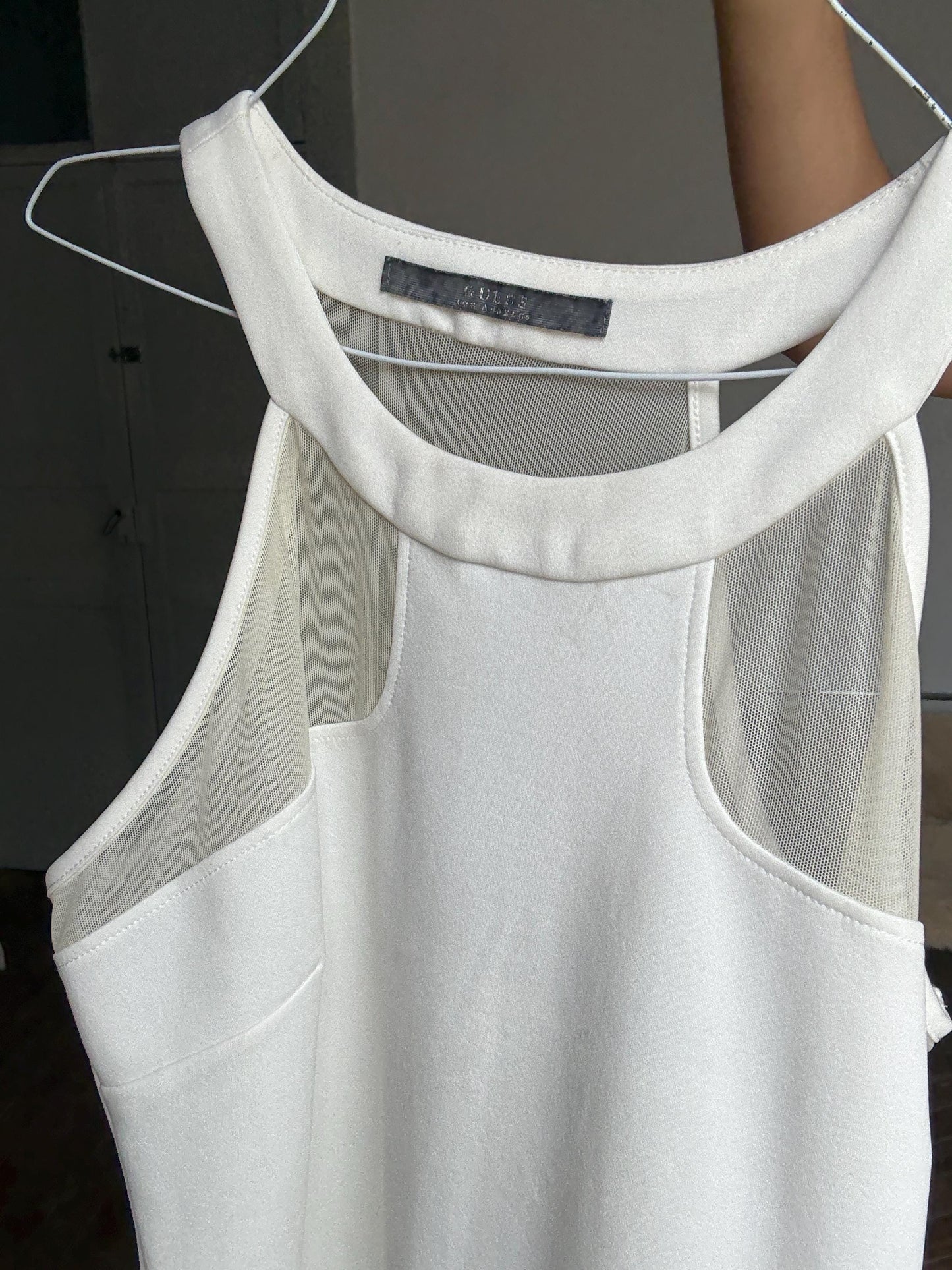 GUESS White Bodycon Mini Dress – Mesh Panel Clubwear – Size L – Y2K Vibes