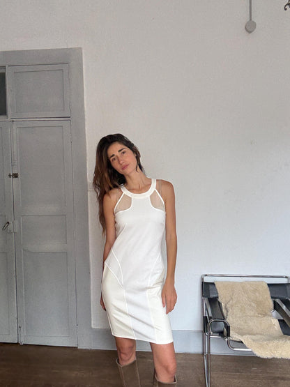 GUESS White Bodycon Mini Dress with Mesh Panel — additional view 5