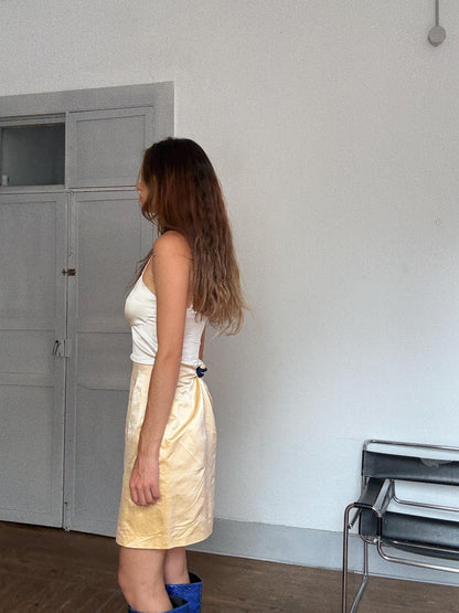 Vintage Jil Sander Silk Pencil Skirt, Pale Gold — additional view 7