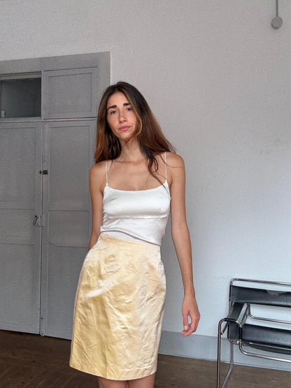 Vintage Jil Sander Silk Pencil Skirt, Pale Gold — additional view 5