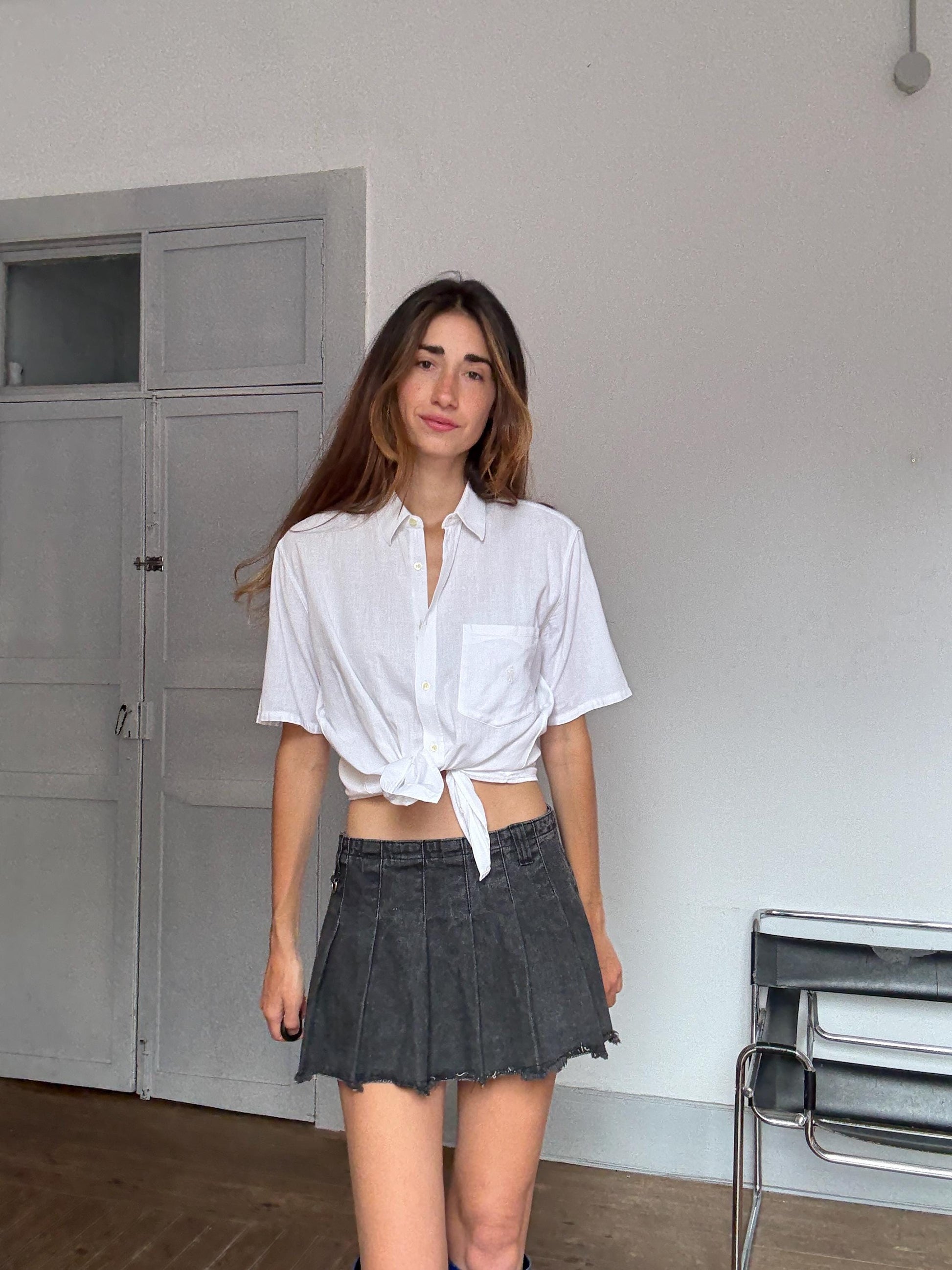 Vintage White Linen Button-Down Shirt – Made in Italy – RODRIGO – Unisex Boyfriend Fit – Tag Size 40