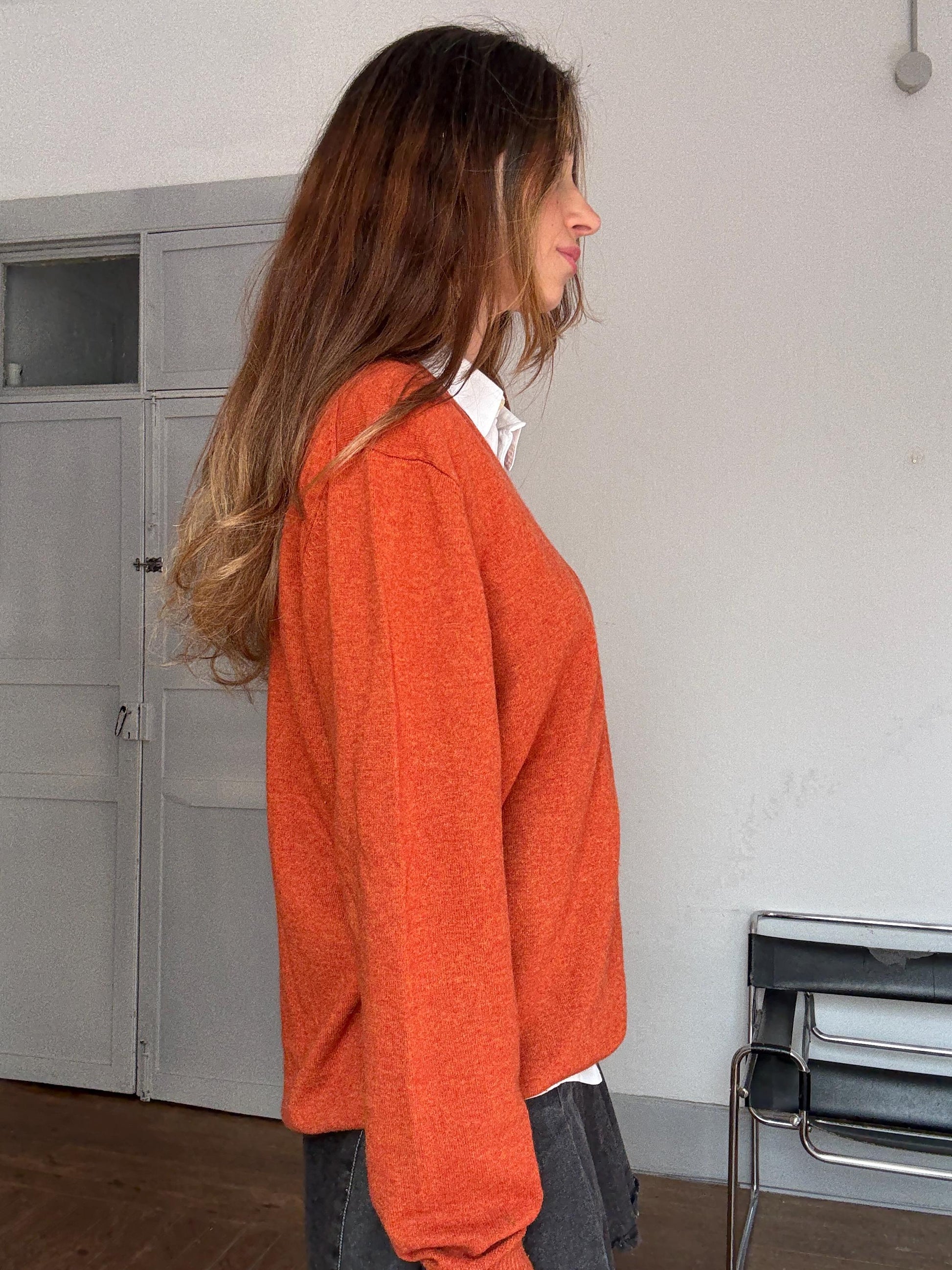 Luxe Pedro del Hierro Wool-Cashmere Blend Jumper – Burnt Orange – Unisex Fit – Academia Aesthetic