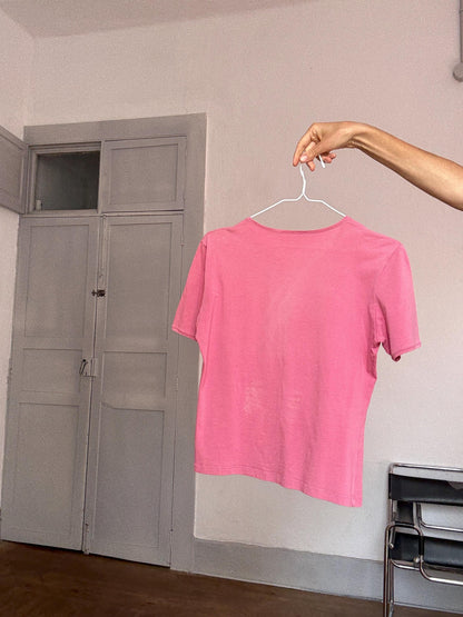 Purificación García Pink Logo T-Shirt — fabric close-up
