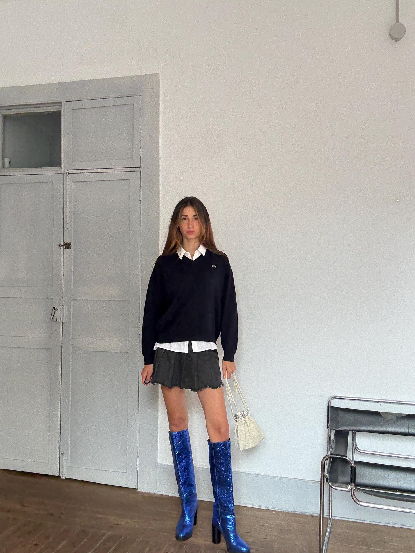 Vintage Lacoste Wool Blend Jumper – Tag Size 5 – Navy Blue – Unisex – Preppy / Academia Style