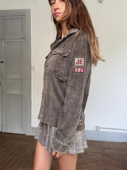 Vintage Diesel corduroy jacket in taupe brown – utility-style shirt jacket, Y2K moto vibes, 100% cotton, fits like relaxed M/L