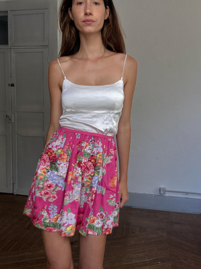 Pink Floral Mini Skirt With Pockets — detail