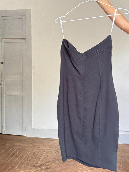 Black Strapless Mini Dress With Sheer Panel — additional view 10