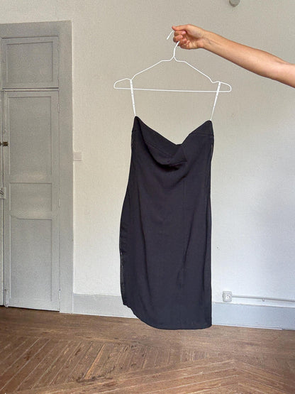Black Strapless Mini Dress With Sheer Panel — additional view 7