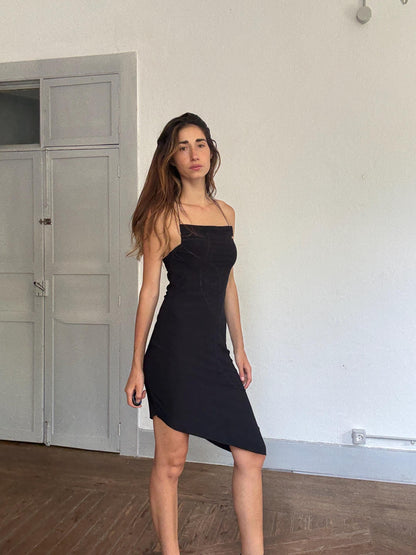 Y2K Black Asymmetric Midi Dress — additional view 7