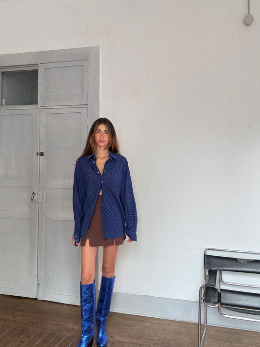 Vintage Italian Striped Button-Down Shirt – Made in Italy – Via Verona – Coastal Chic Oversized Fit