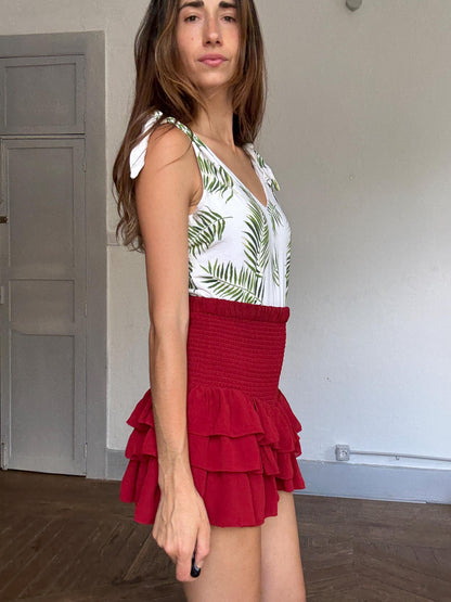 Tropical Palm Leaf Print Cotton Bodysuit — additional view 5