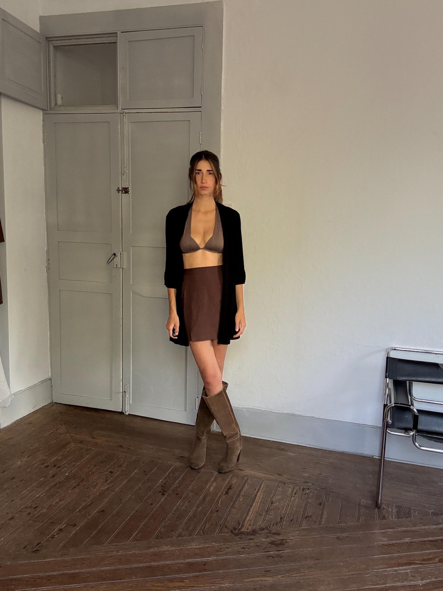 Vintage JOSEPH RIBKOFF Black Long Vest – Elegant Minimalist Drape Open Cardigan, Size XXXXL – Made in Canada