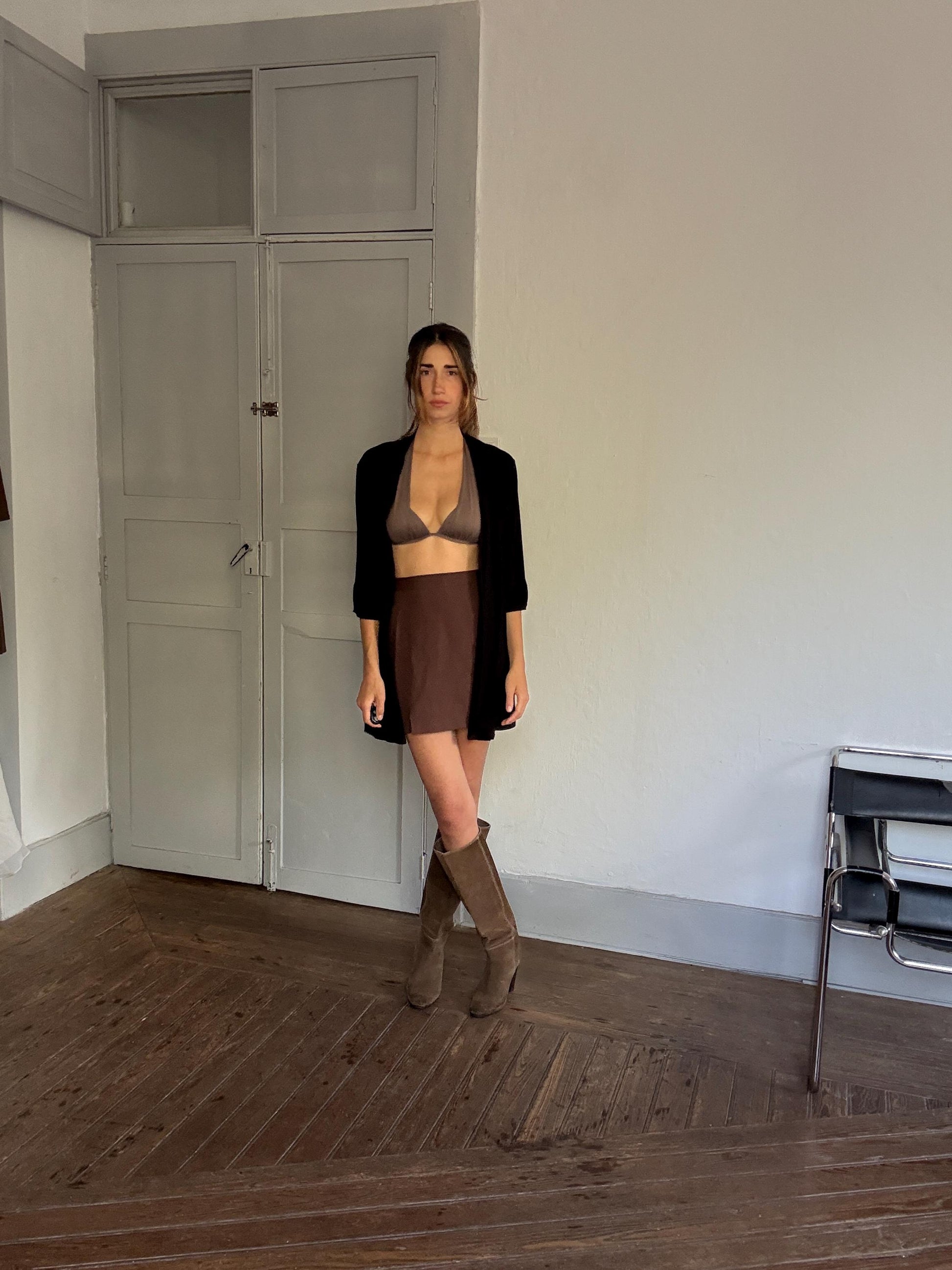 Vintage JOSEPH RIBKOFF Black Long Vest – Elegant Minimalist Drape Open Cardigan, Size XXXXL – Made in Canada