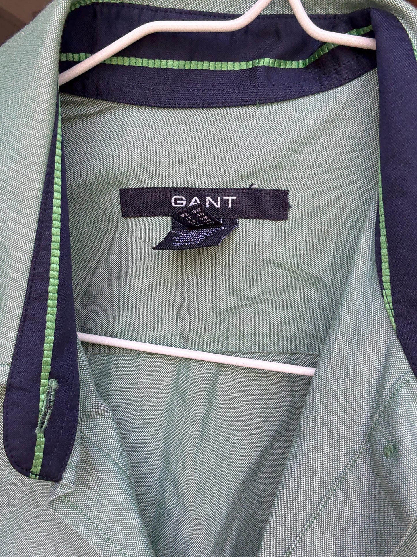 GANT Green Cotton Button-Down Shirt – Classic Long Sleeve Shirt, Size 36 UK10 US6, Made in Portugal, 100% Cotton, Preppy Office Style