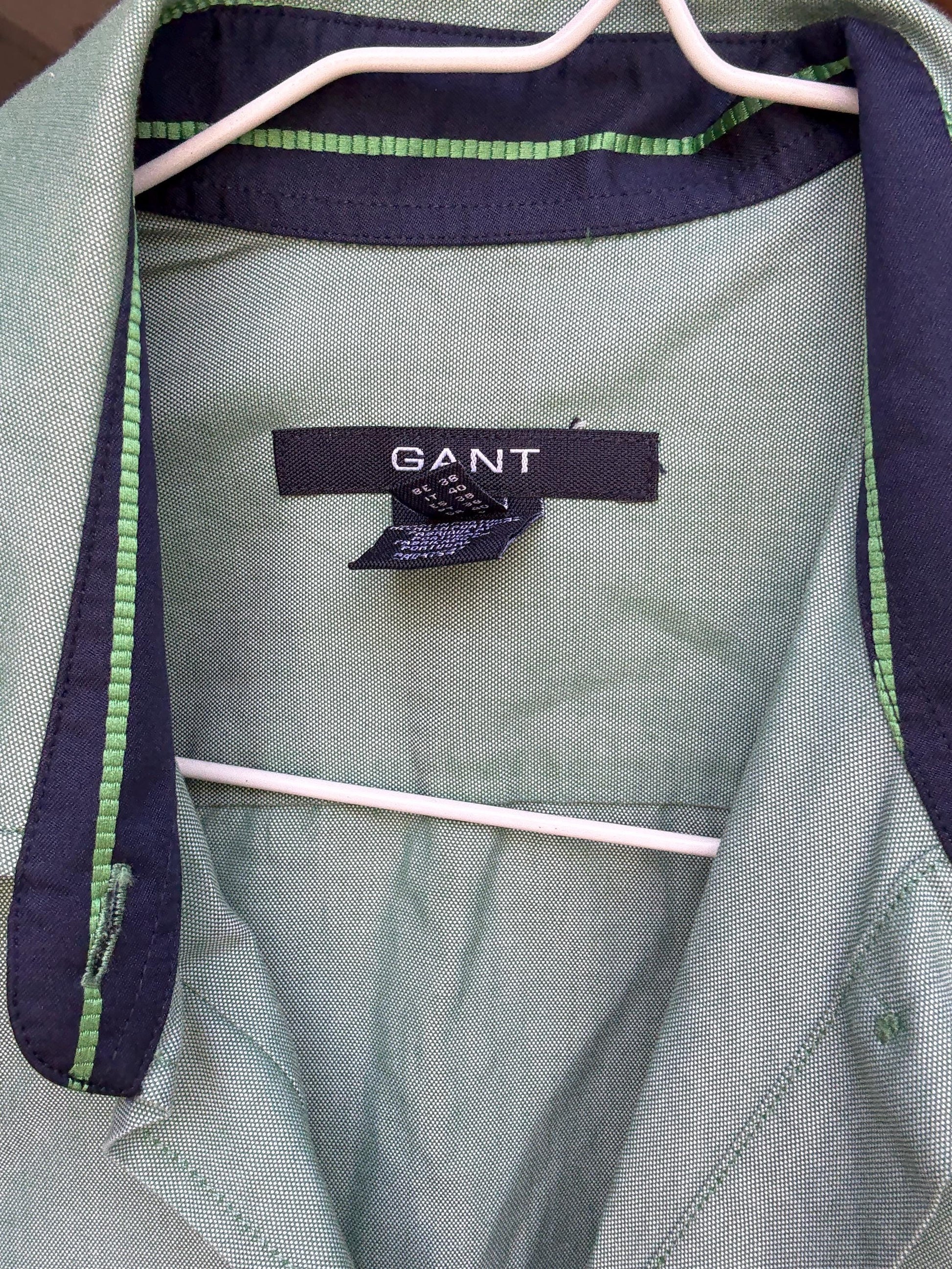 GANT Green Cotton Button-Down Shirt – Classic Long Sleeve Shirt, Size 36 UK10 US6, Made in Portugal, 100% Cotton, Preppy Office Style