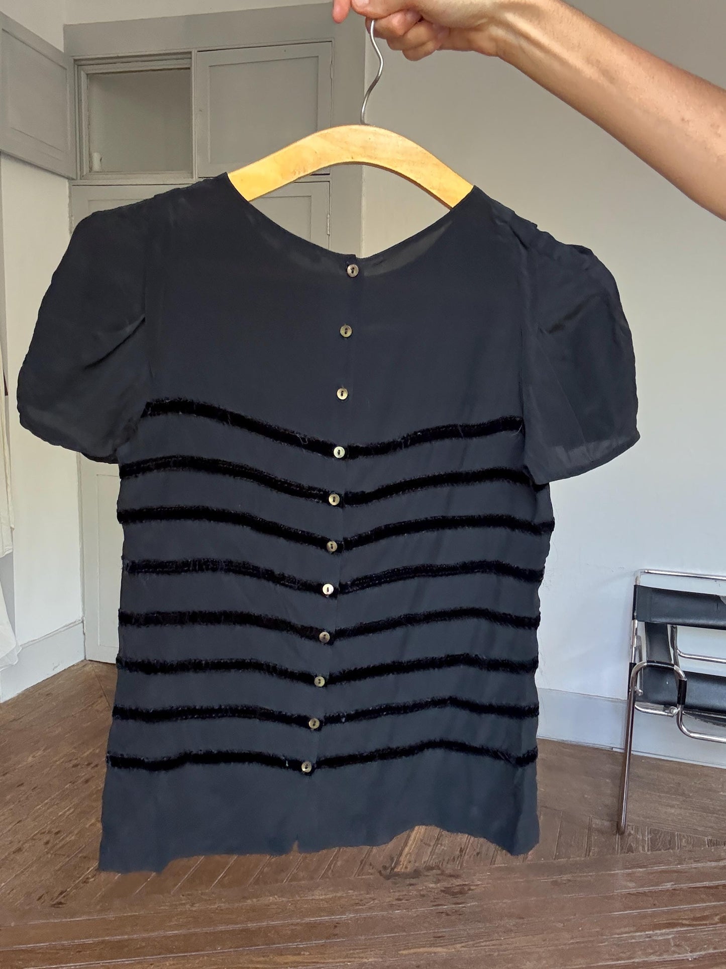 Maje Black Silk Top - French Girl Chic - Lily-Rose Depp Vibes, Parisian emily in Paris aesthetic