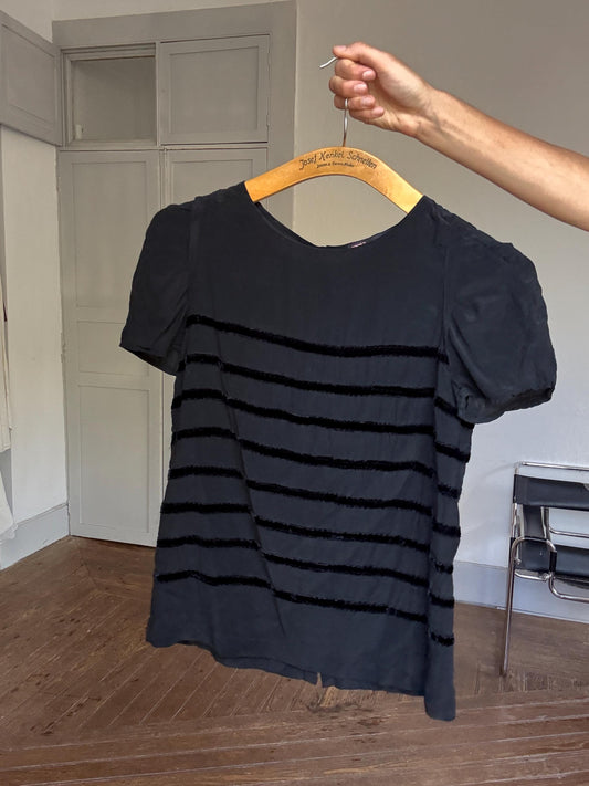 Maje Black Silk Top - French Girl Chic - Lily-Rose Depp Vibes, Parisian emily in Paris aesthetic